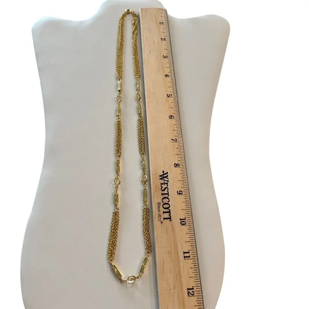 Vintage Gold Tone Delicate Multistrand Chain Necklace 24 Inch